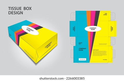 Tissue box packaging design on geometric background, box mockup, 3d box, Can be use place your text and logos and ready to go for print, Product design, Label design, Packaging design template vector
