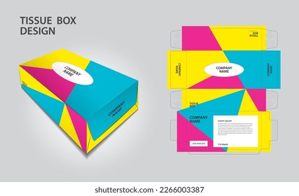 Tissue box packaging design on geometric background, box mockup, 3d box, Can be use place your text and logos and ready to go for print, Product design, Label design, Packaging design template vector