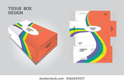 Tissue box packaging design on geometric background, box mockup, 3d box, Can be use place your text and logos and ready to go for print, Product design, Label design, Packaging design template vector