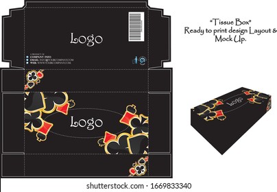 Tissue box poker theme - ready to print design vector - Including mock-up - Replace with your own logo.