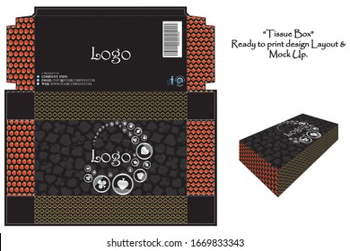 Tissue box poker theme - ready to print design vector - Including mock-up - Replace with your own logo.