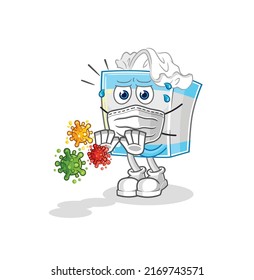 la caja de tejidos rechaza la caricatura de virus. vector de mascota de dibujos animados