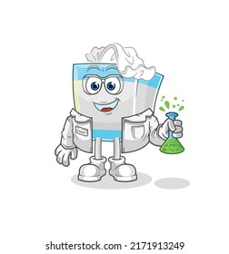 the tissue box scientist character. cartoon mascot vector