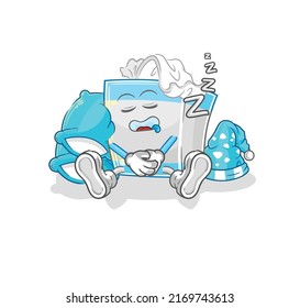 the tissue box sleeping character. cartoon mascot vector