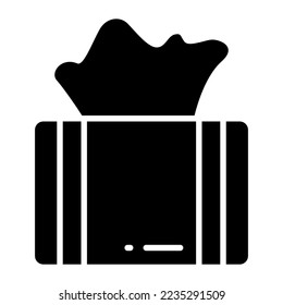 Tissue box vector icon for cleaning wipes, hygiene accessory