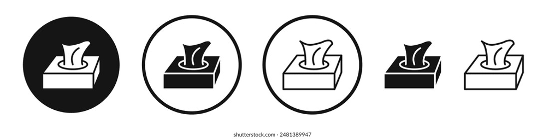 Tissue box vector icon set in black and white color.