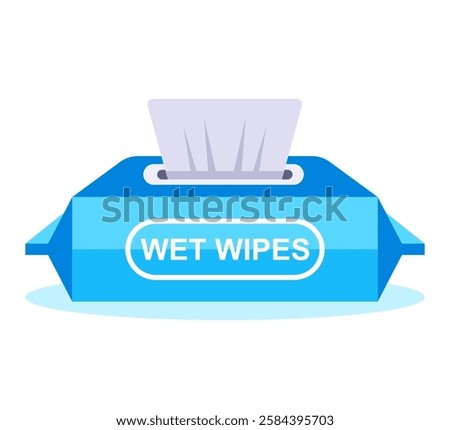 tissue box vector wet tissue for wiping clean to kill germs. Vector illustration