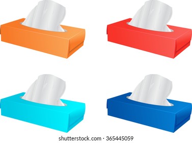 tissue boxes in various colors