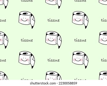 Tissue cartoon character seamless pattern on green background