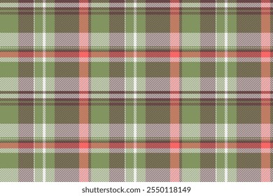 Tissue check pattern vector, rag plaid tartan fabric. Graceful background texture seamless textile in red and green colors palette.