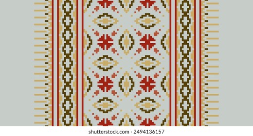 Tissue Dupatta Seamless Australian aboriginal pattern Motif embroidery, Pixel Ikat embroidery vector Design for Print egyptian hieroglyphs tibetan geo pattern