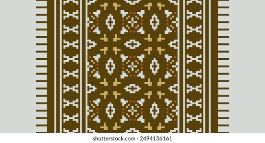 Tissue Dupatta Seamless Australian aboriginal pattern Motif embroidery, Pixel Ikat embroidery vector Design for Print pattern vintage flower folk navajo patchwork pattern