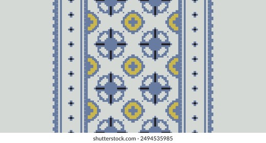 Tejido Dupatta Seamless Australiano patrón aborigen Motif bordado, Pixel Ikat bordado Vector Diseño para Imprimir patrón de encaje cerámica turca antiguo egipto arte jacquard patrón