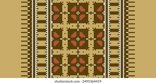 Tissue Dupatta Seamless Australian aboriginal pattern Motif embroidery, Pixel Ikat embroidery vector Design for Print scandinavian pattern saree ethnic nativity gypsy pattern