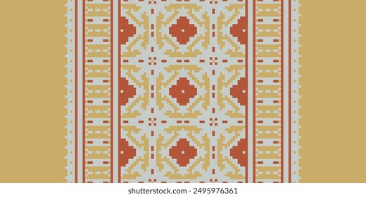 Tissue Dupatta Seamless Australian aboriginal pattern Motif embroidery, Pixel Ikat embroidery vector Design for Print scandinavian pattern saree ethnic nativity gypsy pattern