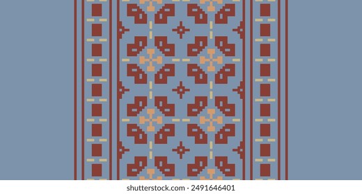 Tejido Dupatta Seamless Bandana print seda Motif bordado, Pixel Ikat bordado Vector Diseño para imprimir patrón de encaje cerámica turca antiguo egipto arte jacquard patrón