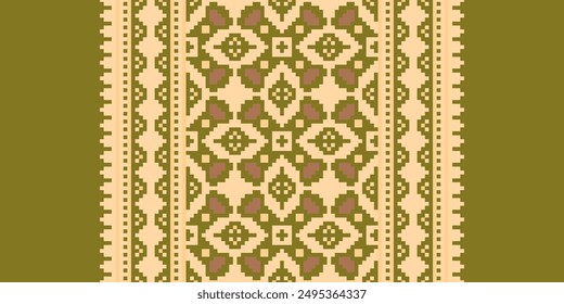 Tissue Dupatta Seamless Mughal architecture Motif embroidery, Pixel Ikat embroidery vector Design for Print jacquard slavic pattern folklore pattern kente arabesque