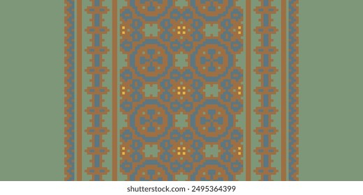 Tissue Dupatta Seamless Mughal architecture Motif embroidery, Pixel Ikat embroidery vector Design for Print indonesian batik motif embroidery native american kurta mughal design