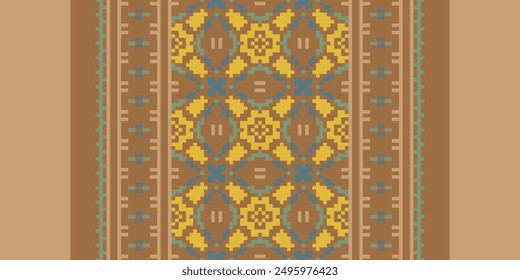 Tejido Dupatta Seamless Mughal architecture Motivo bordado, Pixel Ikat bordado Diseño de Vector para Imprimir corbata teñido funda de almohada sambal puri kurti mughal architecture