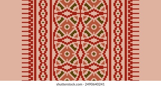 Tissue Dupatta Seamless Native American, Motif embroidery, Pixel Ikat embroidery vector Design for Print egyptian pattern tibetan mandala bandanna