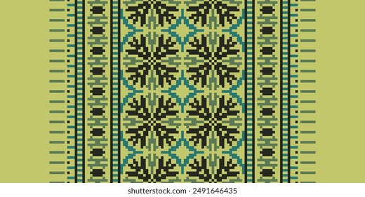Tissue Dupatta Seamless Native American, Motif embroidery, Pixel Ikat embroidery vector Design for Print indigenous art aboriginal art pattern floral kurti mughal border
