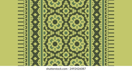 Tejido Dupatta Seamless Native American, bordado de motivos, diseño de Vector de bordado Pixel Ikat para impresión de teñido de corbata funda de almohada sambal puri kurti mughal architecture