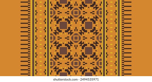 Tejido Dupatta Seamless Scandinavian pattern Motif embroidery, Pixel Ikat bordado Vector Diseño para imprimir bufanda hijab patrón pañuelo Pixel Ikat Vector seda kurti modelo mogol patrones