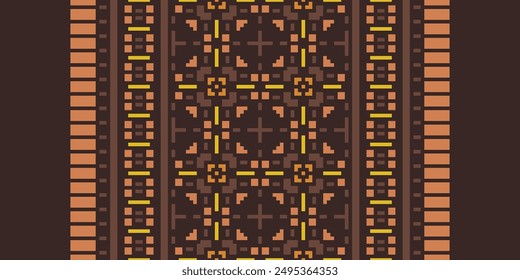 Tejido Dupatta patrón escandinavo sin fisuras bordado de motivo, diseño de Vector de bordado Pixel Ikat para impresión de teñido de corbata funda de almohada sambal puri kurti mughal architecture