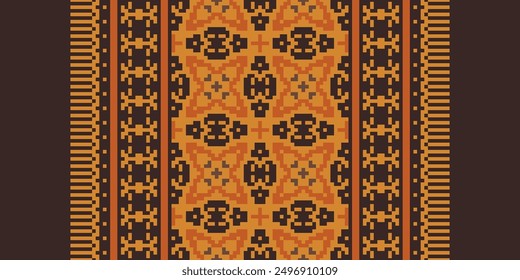 Tejido Dupatta Patrón escandinavo sin fisuras Motivo bordado, Pixel Ikat bordado Diseño de Vector para impresión vyshyvanka mantel edredón sarong playa kurtis motivos indios