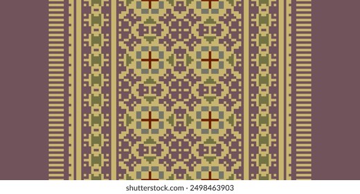 Tejido Dupatta Patrón escandinavo sin costuras Motivo bordado, Pixel Ikat bordado Diseño de Vector para Imprimir patrón de encaje sin costuras patrón vintage shibori jacquard sin costuras