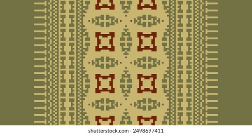 Tissue Dupatta Seamless Scandinavian pattern Motif embroidery, Pixel Ikat embroidery vector Design for Print scandinavian pattern saree ethnic nativity gypsy pattern