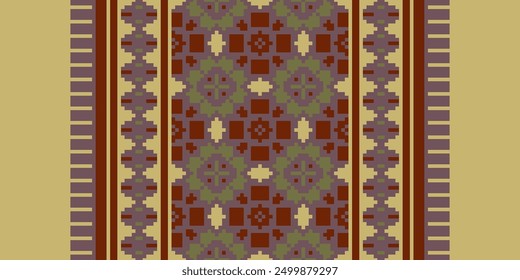 Tissue Dupatta Seamless Scandinavian pattern Motif embroidery, Pixel Ikat embroidery vector Design for Print figure tribal ink on cloth patola sari