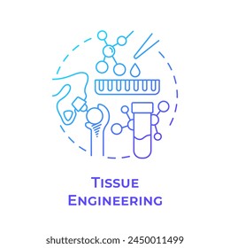 Tissue engineering blue gradient concept icon. Organ regeneration. Health technology. Biotechnology. Round shape line illustration. Abstract idea. Graphic design. Easy to use in presentation