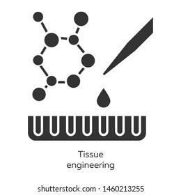 Tissue Engineering Glyph Icons Set. Combining Cells And Molecules Into Tissues. Repair Damaged Human Organs. Regenerative Medicine. Bioengineering. Silhouette Symbols. Vector Isolated Illustration