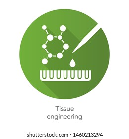 Tissue Engineering Green Flat Design Long Shadow Glyph Icon. Combining Cells And Molecules Into Functional Tissues. Repair Damaged Human Organs. Bioengineering. Vector Silhouette Illustration