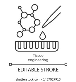 Tissue Engineering Linear Icon. Repair Damaged Human Organs. Regenerative Medicine. Bioengineering. Thin Line Illustration. Contour Symbol. Vector Isolated Outline Drawing. Editable Stroke