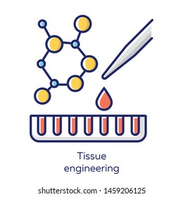 Tissue Engineering White Color Icon. Combining Cells And Molecules Into Functional Tissues. Repair Damaged Human Organs. Regenerative Medicine. Bioengineering. Isolated Vector Illustration