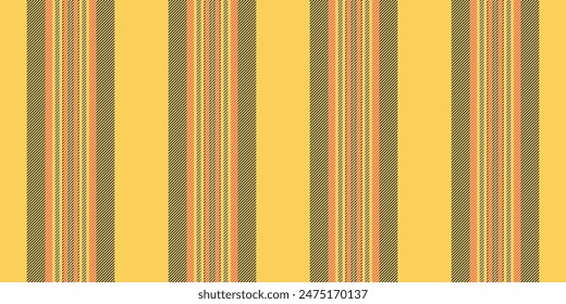 Tissue fabric background stripe, mid pattern textile texture. Content seamless vector lines vertical in amber and dark color.