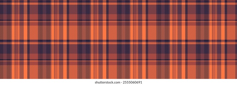 Tissue fabric check vector, tee background tartan texture. Rag pattern textile seamless plaid in orange and red colors palette.