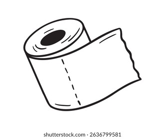 tissue icon doodle hand drawn. Outline drawing toilet paper line clipart symbol. Vector illustration