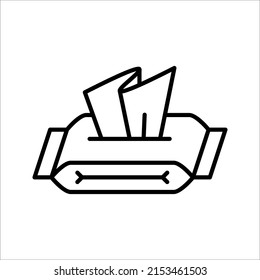 Tissue icon. Flat thin line illustration. Runny nose, rhinitis, napkin. Flu and symptoms concept on white background