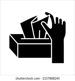 Tissue icon. Flat thin line illustration. Runny nose, rhinitis, napkin. Flu and symptoms concept on white background