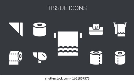 tissue icon set. 9 filled tissue icons.  Simple modern icons such as: Towel, Liver, Tissue, Toilet paper, Napkin