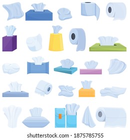 Tissue icons set. Cartoon set of tissue vector icons for web design