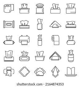 Tissue icons set outline vector. Silk cloth. Fabric paper