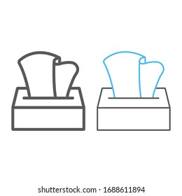 Tissue Napkin Box Line And Color Line Icon, Wash And Hygiene, Hand Tissues Sign, Vector Graphics, A Linear Pattern On A White Background, Eps 10