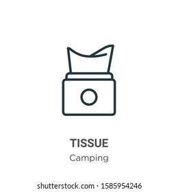 Tissue outline vector icon. Thin line black tissue icon, flat vector simple element illustration from editable camping concept isolated on white background