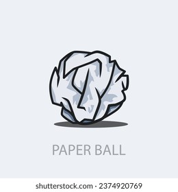 El vector de pelota de papel de tejidos podría utilizarse para mostrar basura, basura o ideas que son rechazadas. Tejido usado tirado en el suelo. Pegatina de papel en bruto o usada como icono.