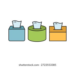 tissue paper box icons set vector illustration