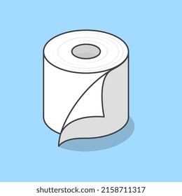 Tissue Paper Cartoon Vector Illustration. Toilet Paper Roll Flat Icon Outline